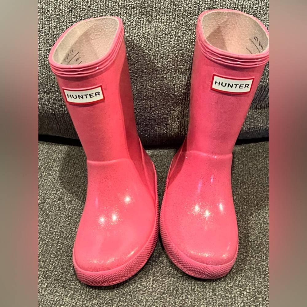 Hunter glitter rain boots.